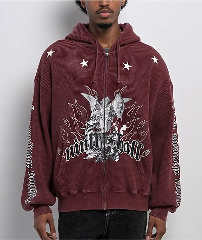 Ninth Hall Pillars Red Thermal Zip Hoodie