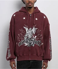 Ninth Hall Pillars Red Thermal Zip Hoodie