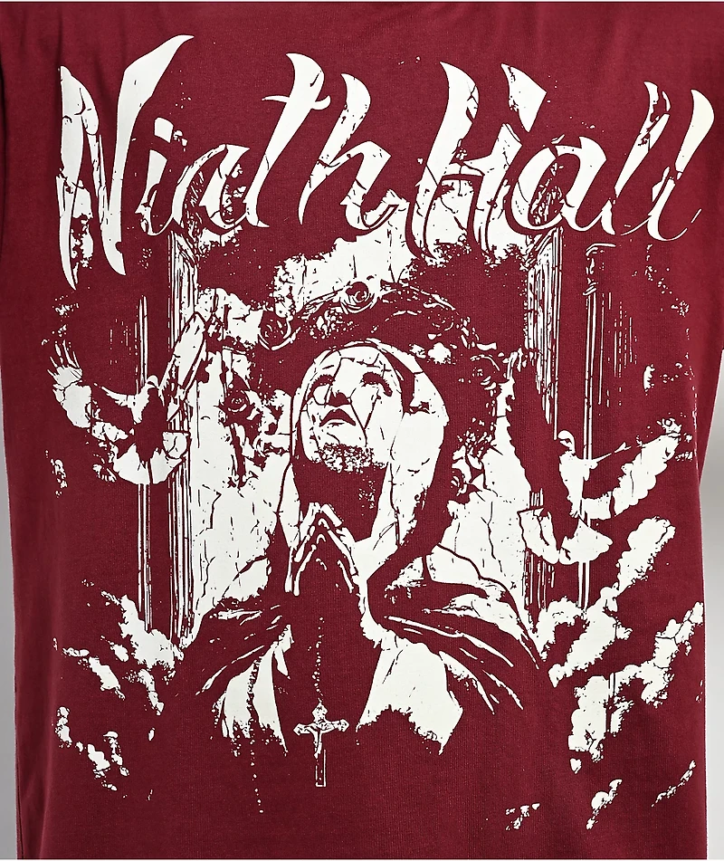 Ninth Hall Prayers Maroon Glow In The Dark Boxy T-Shirt