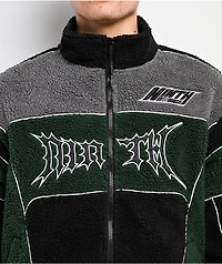 Ninth Hall Racer Green & Black Sherpa Zip Jacket
