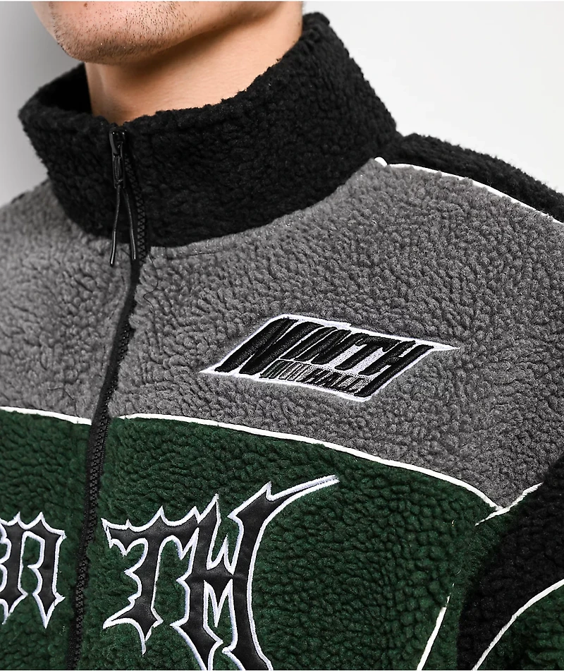 Ninth Hall Racer Green & Black Sherpa Zip Jacket