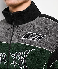 Ninth Hall Racer Green & Black Sherpa Zip Jacket