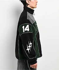 Ninth Hall Racer Green & Black Sherpa Zip Jacket