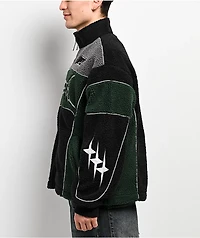 Ninth Hall Racer Green & Black Sherpa Zip Jacket