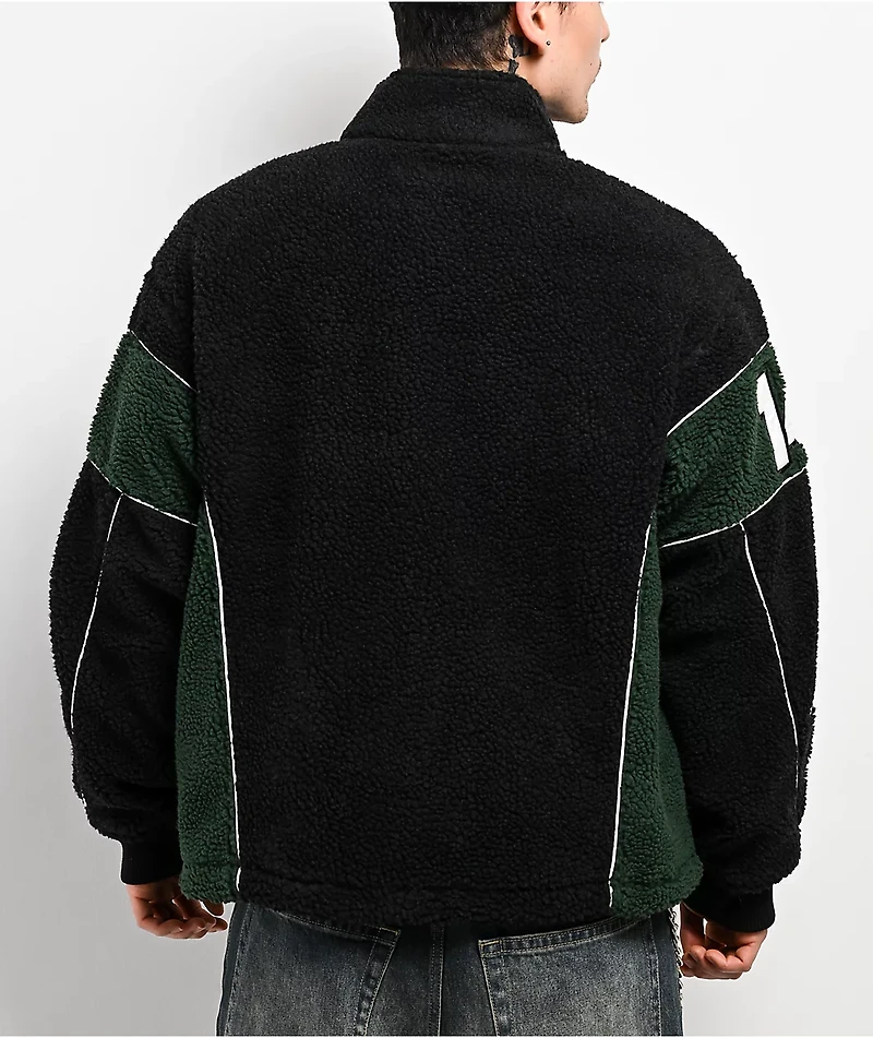 Ninth Hall Racer Green & Black Sherpa Zip Jacket