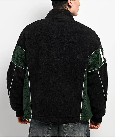 Ninth Hall Racer Green & Black Sherpa Zip Jacket