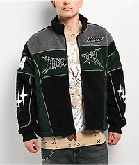 Ninth Hall Racer Green & Black Sherpa Zip Jacket