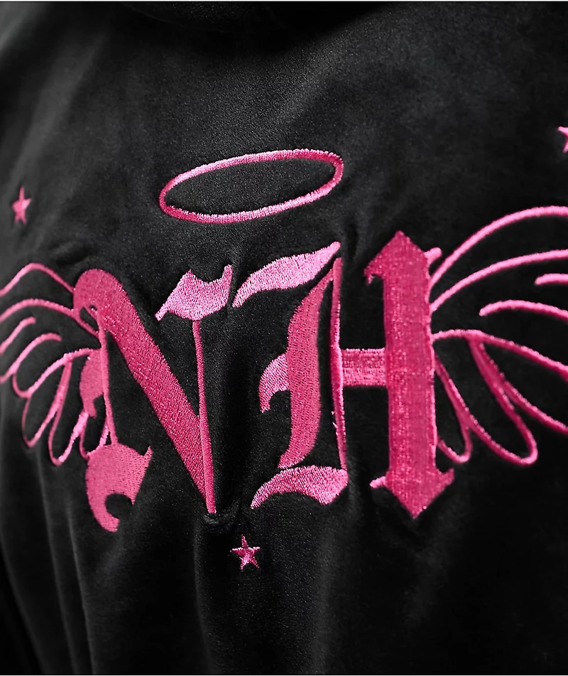 Ninth Hall Regina Caviar Velour Crop Zip Hoodie