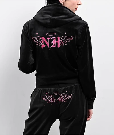 Ninth Hall Regina Caviar Velour Crop Zip Hoodie