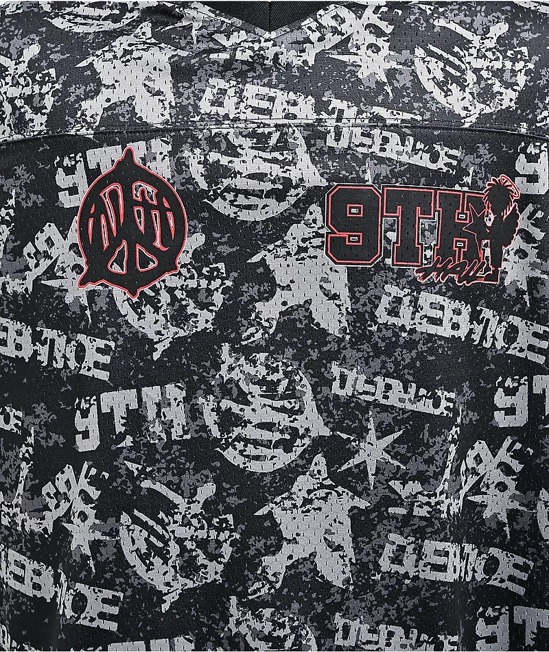 Ninth Hall Reject Black Crop Football Jersey