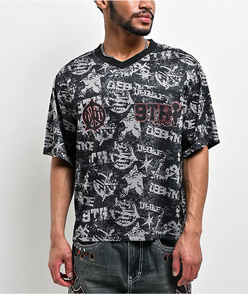 Ninth Hall Reject Black Crop Football Jersey