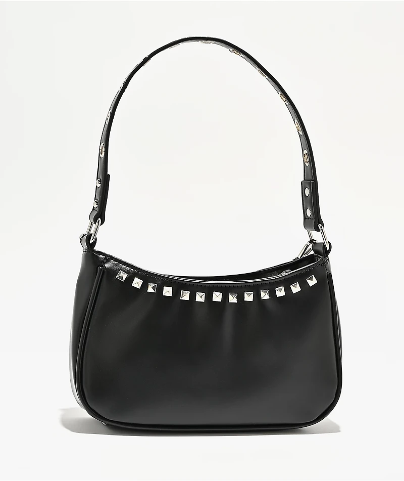 Ninth Hall Rhinestone Heart Black Shoulder Bag