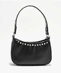 Ninth Hall Rhinestone Heart Black Shoulder Bag