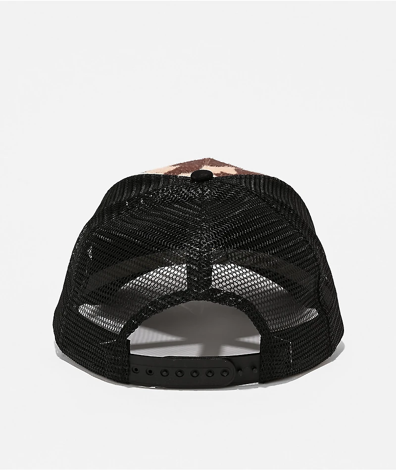 Ninth Hall Rodeo Studded Black & Brown Cow Print Pony Hair Trucker Hat