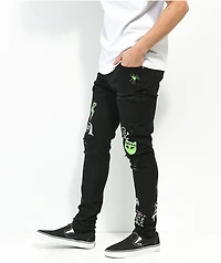 Ninth Hall Rogue Black Printed Skinny Jeans