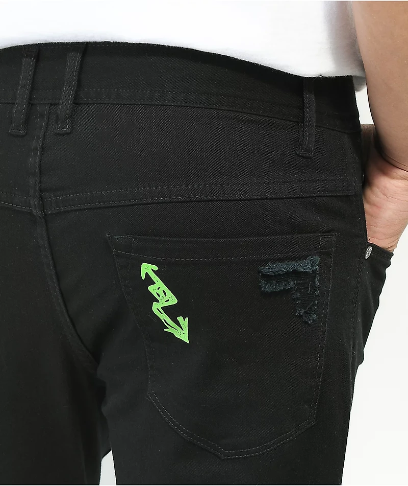 Ninth Hall Rogue Black Printed Skinny Jeans