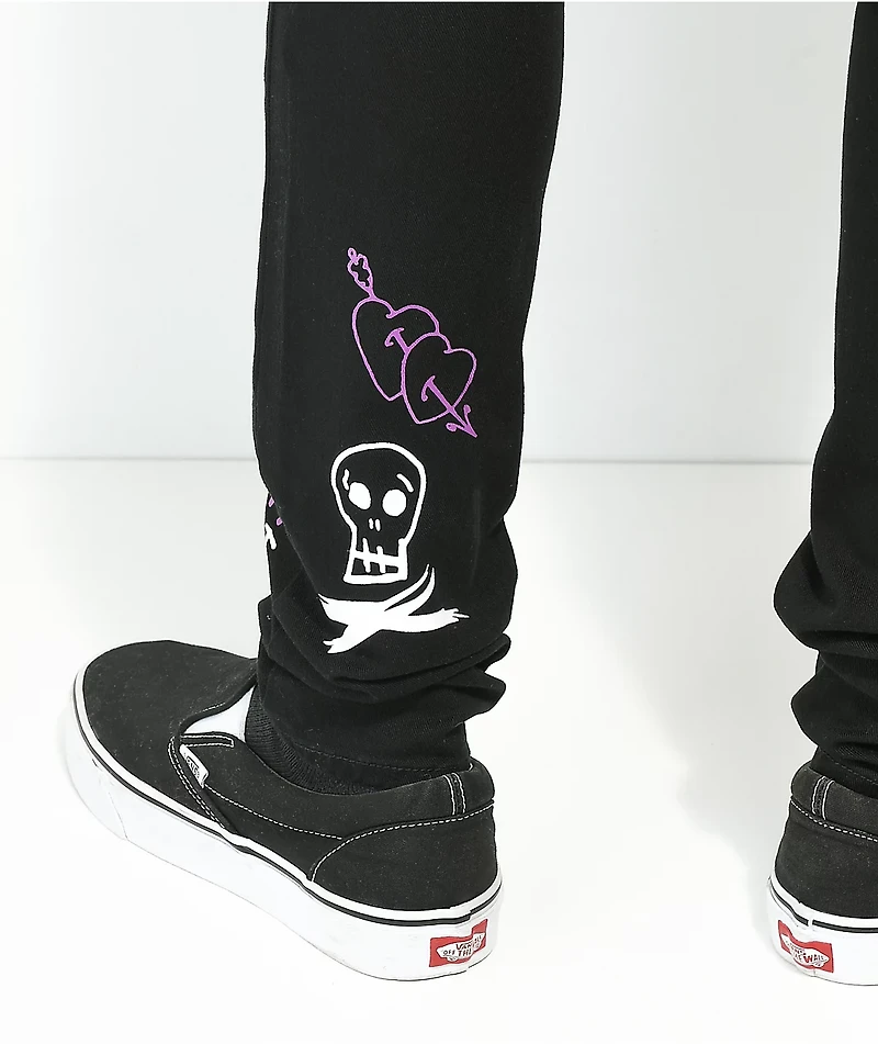 Ninth Hall Rogue Black Printed Skinny Jeans