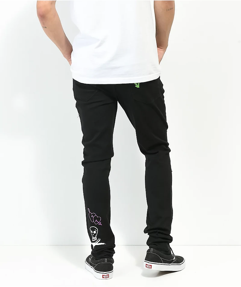 Ninth Hall Rogue Black Printed Skinny Jeans