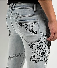 Ninth Hall Rogue Printed Light Aged Skinny Jeans