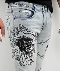Ninth Hall Rogue Printed Light Aged Skinny Jeans