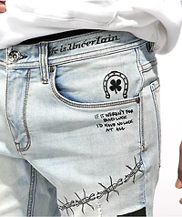 Ninth Hall Rogue Printed Light Aged Skinny Jeans