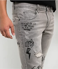 Ninth Hall Rogue Tapered Printed Smoke Skinny Jeans