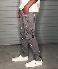 Ninth Hall Rogue Tapered Printed Smoke Skinny Jeans
