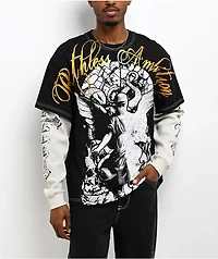 Ninth Hall Ruthless Black & Natural 2fer Long Sleeve T-Shirt