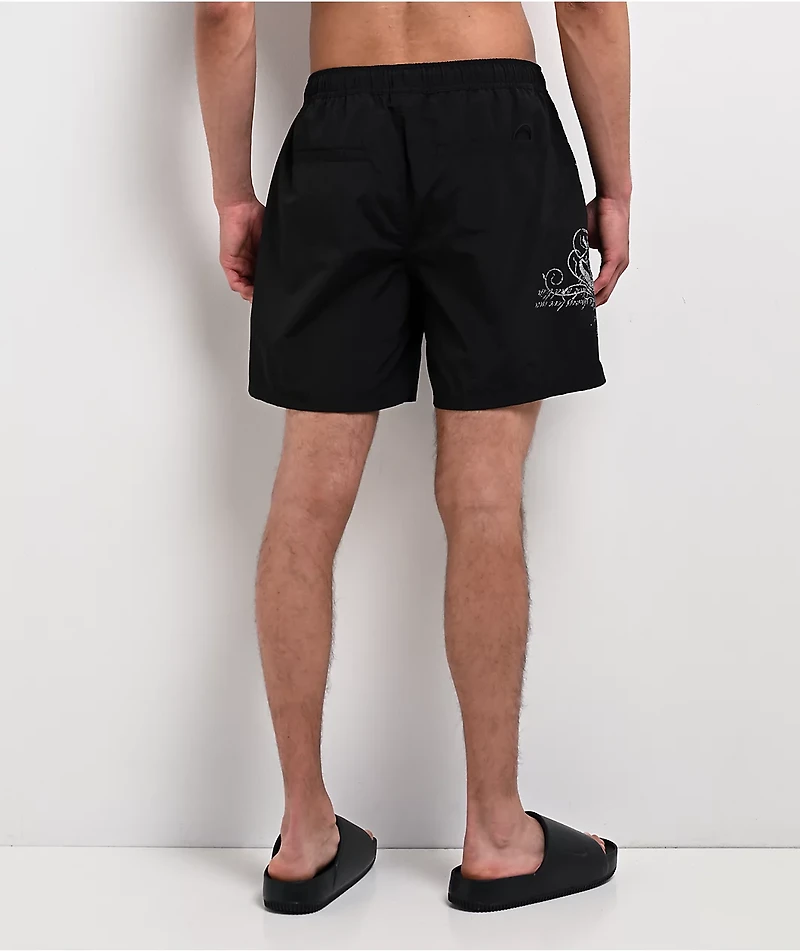 Ninth Hall Sacred Feather Black Board Shorts