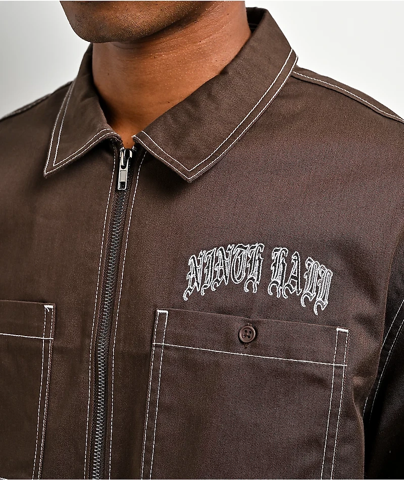 Ninth Hall Salvation Brown Zip Work Shirt