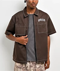 Ninth Hall Salvation Brown Zip Work Shirt