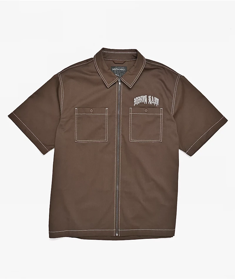 Ninth Hall Salvation Brown Zip Work Shirt