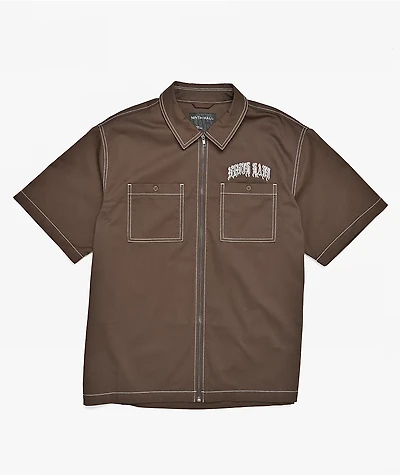 Ninth Hall Salvation Brown Zip Work Shirt