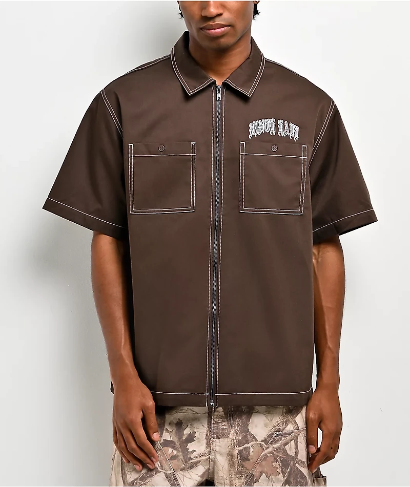 Ninth Hall Salvation Brown Zip Work Shirt
