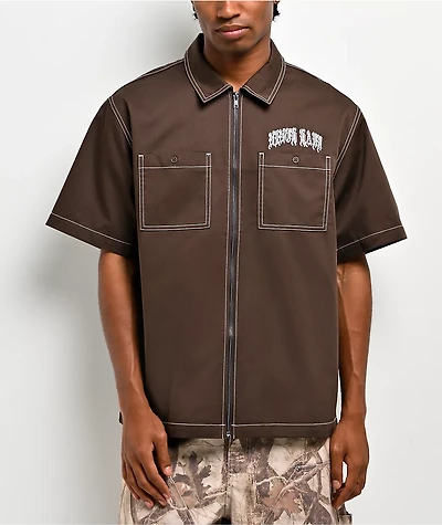Ninth Hall Salvation Brown Zip Work Shirt