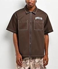 Ninth Hall Salvation Brown Zip Work Shirt