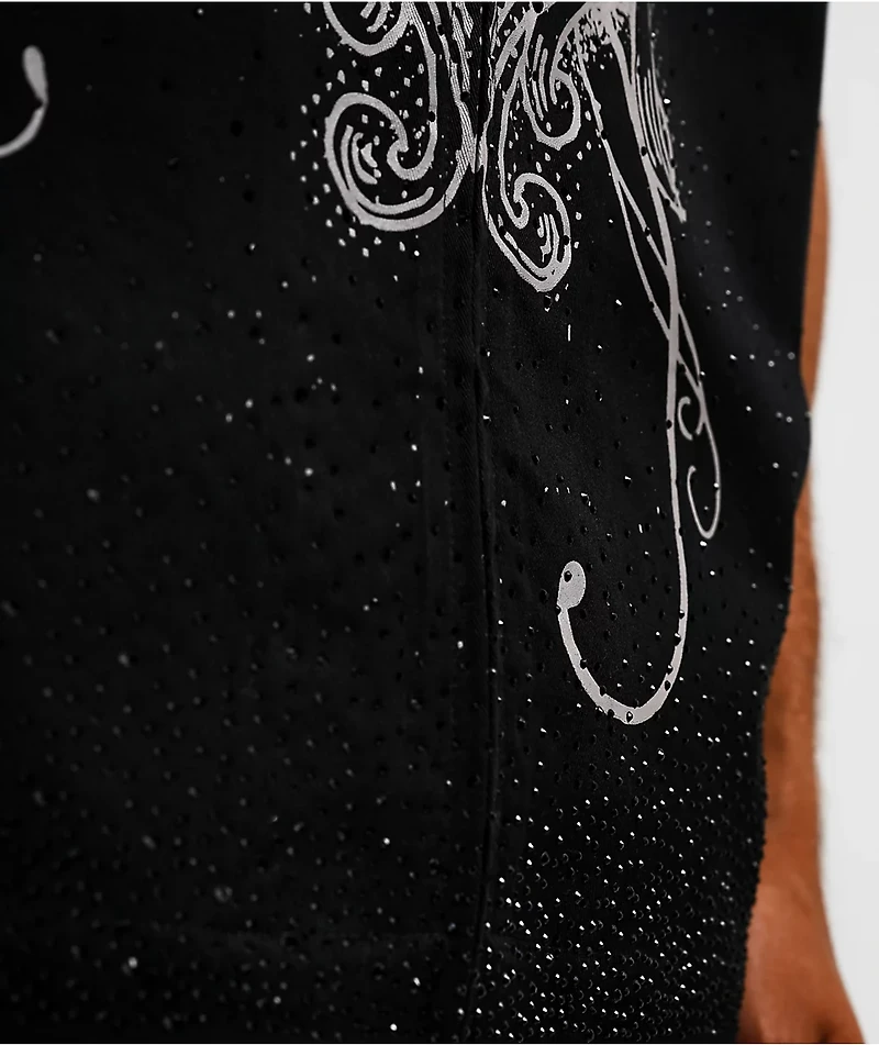Ninth Hall Salvation Rhinestone Black Boxy Work Shirt
