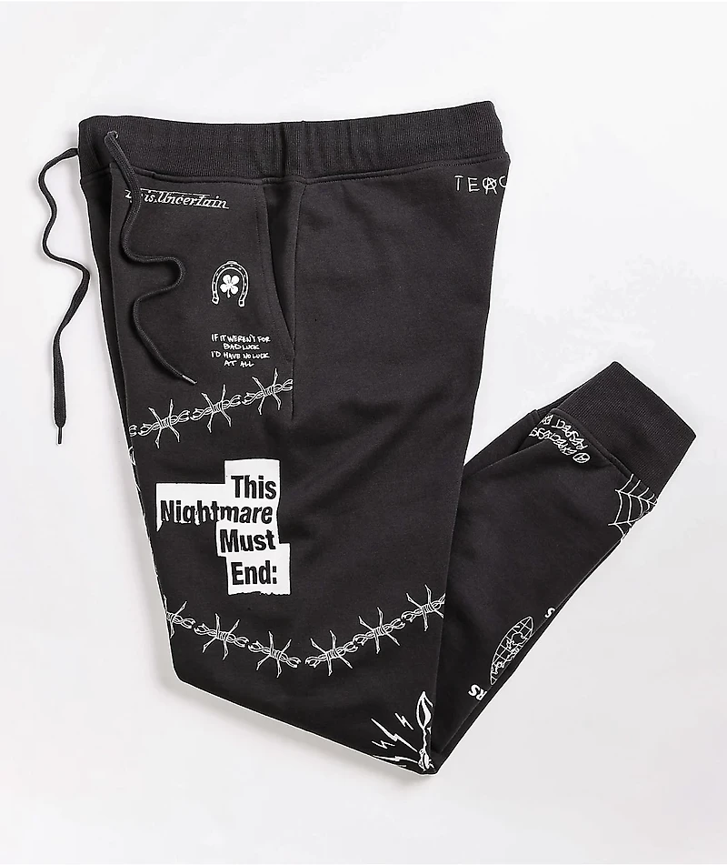 Ninth Hall Scribbles Dark Grey Jogger Sweatpants