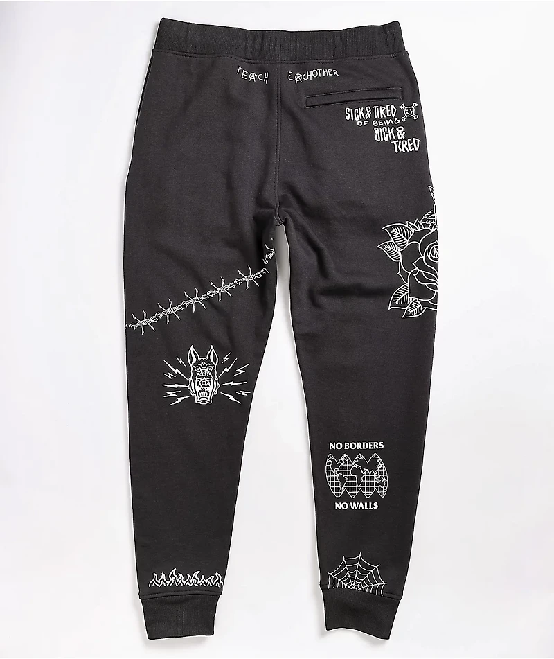 Ninth Hall Scribbles Dark Grey Jogger Sweatpants