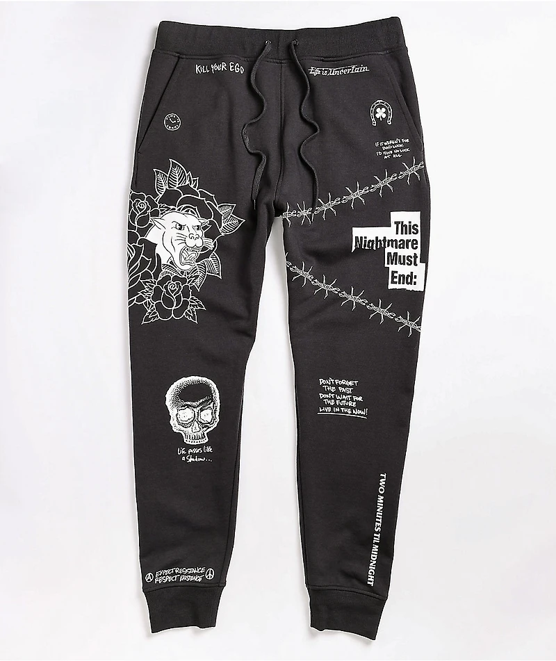 Ninth Hall Scribbles Dark Grey Jogger Sweatpants