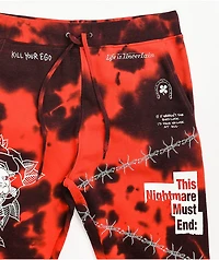 Ninth Hall Scribbles Red & Black Tie Dye Jogger Sweatpants
