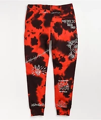 Ninth Hall Scribbles Red & Black Tie Dye Jogger Sweatpants
