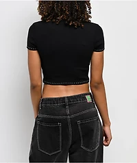 Ninth Hall Shawnie Cross Cutout Black Fitted Crop T-Shirt
