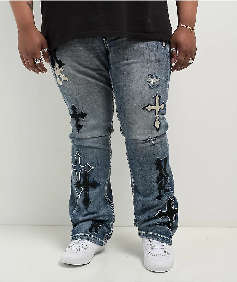 Ninth Hall Signal Crosses Light Blue Flared Jeans