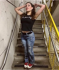 Ninth Hall Signal Crosses Light Blue Flared Jeans