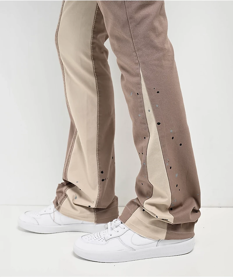 Ninth Hall Signal Stacked Painter Flare Taupe Grey Pants