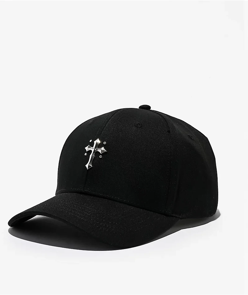 Ninth Hall Simple Cross Black Snapback Hat
