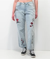 Ninth Hall Sire Printed Light Blue Denim Dad Jeans