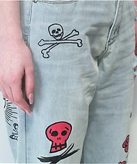 Ninth Hall Sire Printed Light Blue Denim Dad Jeans