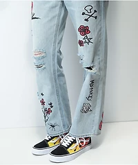 Ninth Hall Sire Printed Light Blue Denim Dad Jeans